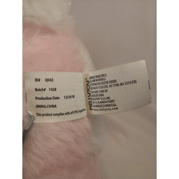 Kellytoy Pink Easter Bunny Rabbit Bee Happy Floppy Ears 10" tall Stuffed Animal - Picture 7 of 8